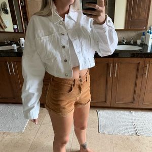 White Denim Cropped Jacket